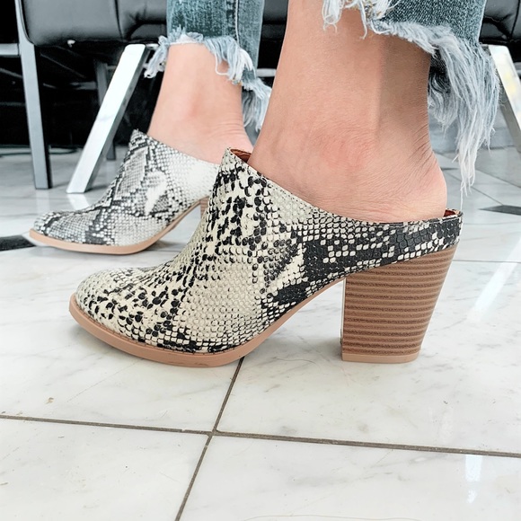 Stone Black Snake Mule Booties - Picture 2 of 8